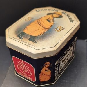 VGT,Uneeda Bucket, Bristol Ware,Blue/White/Yellow Tin.